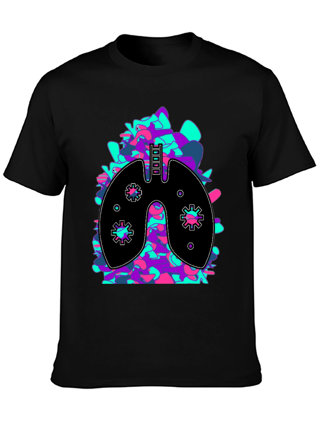 Anatomical Lungs Graphic Tee - Black Cotton Blend