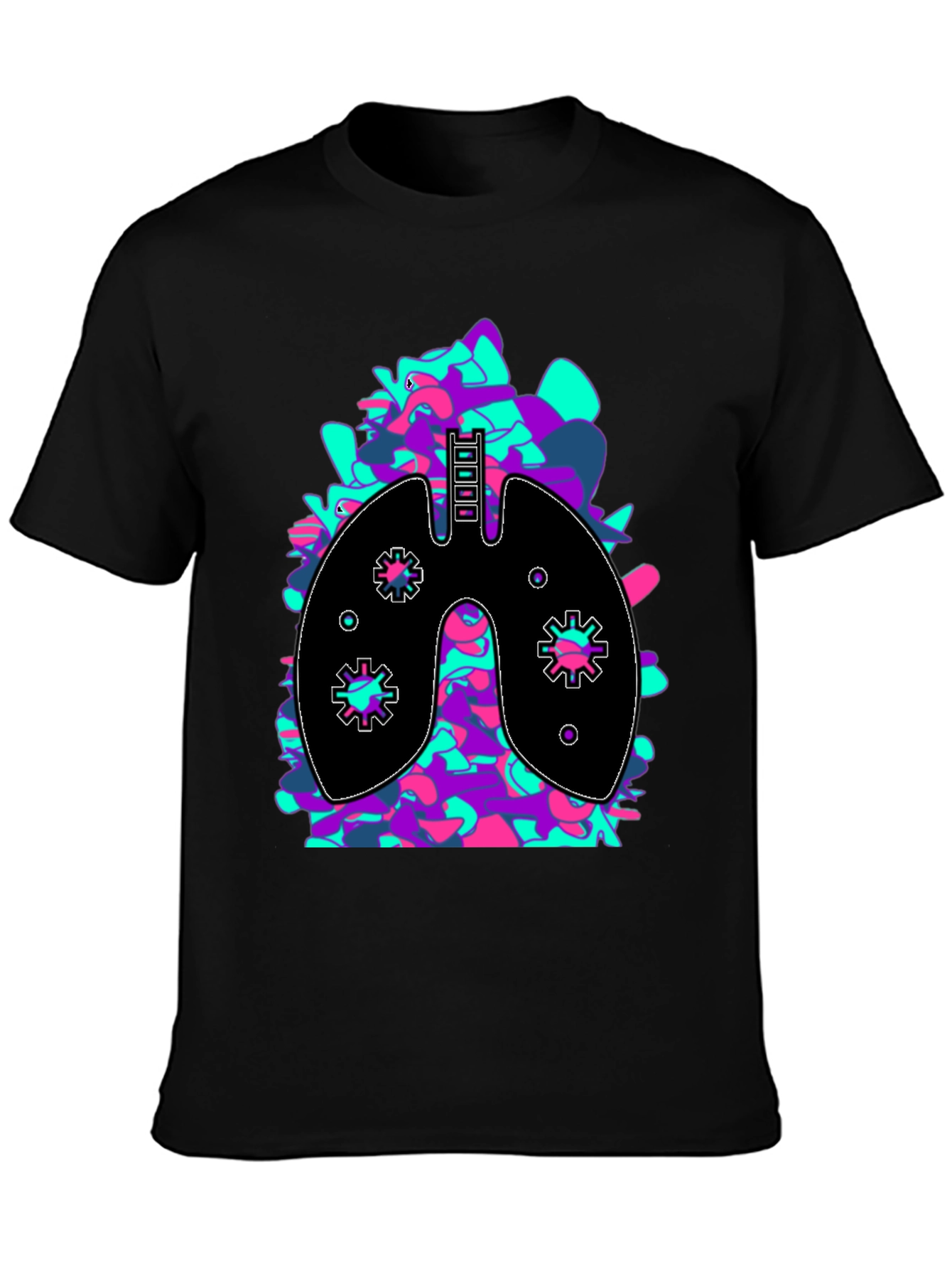 Anatomical Lungs Graphic Tee - Black Cotton Blend