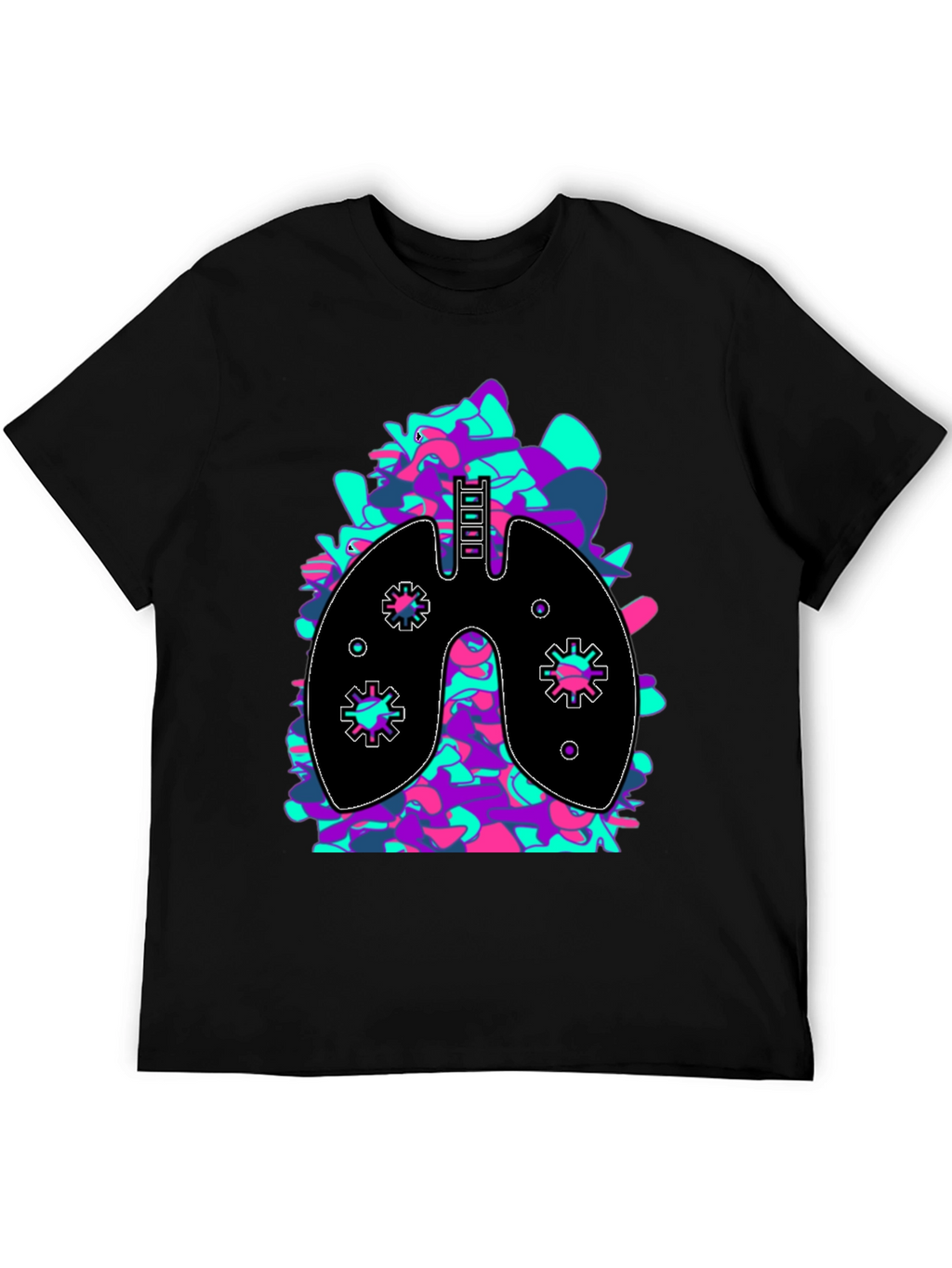 Anatomical Lungs Graphic Tee - Black Cotton Blend