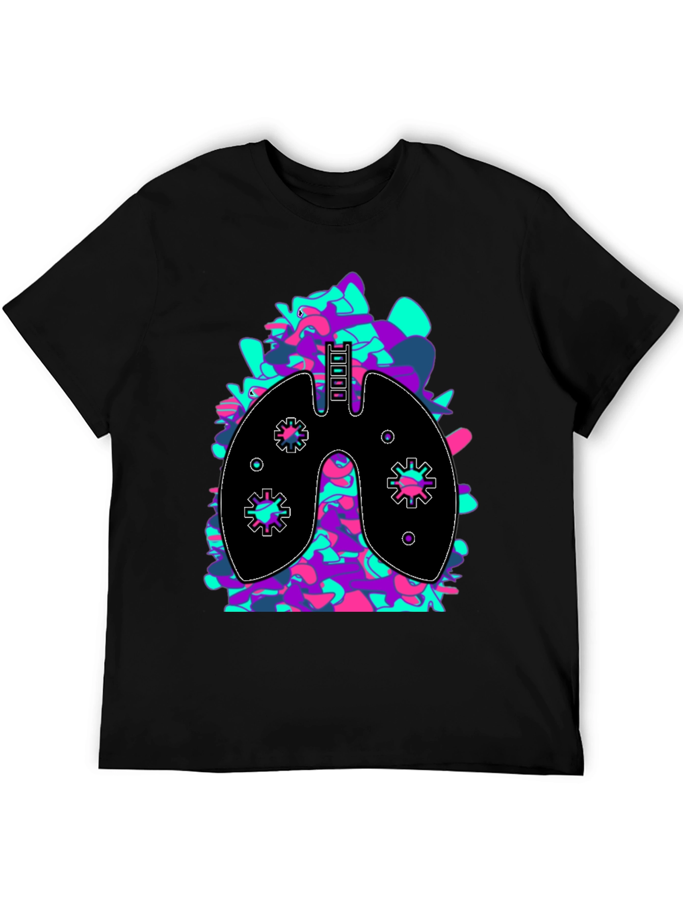 Anatomical Lungs Graphic Tee - Black Cotton Blend