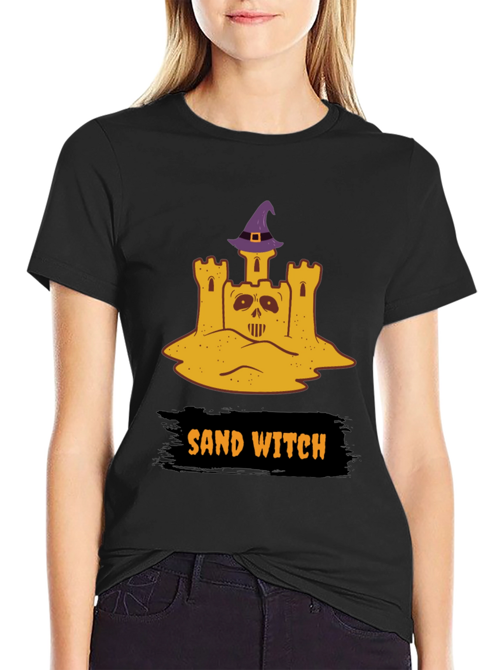 Sand Witch Halloween T-Shirt - Spooky Sandcastle