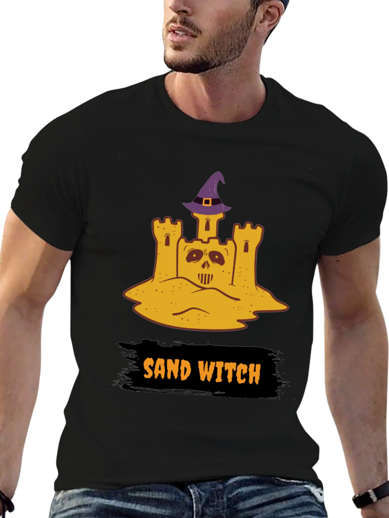Sand Witch Halloween T-Shirt - Spooky Sandcastle