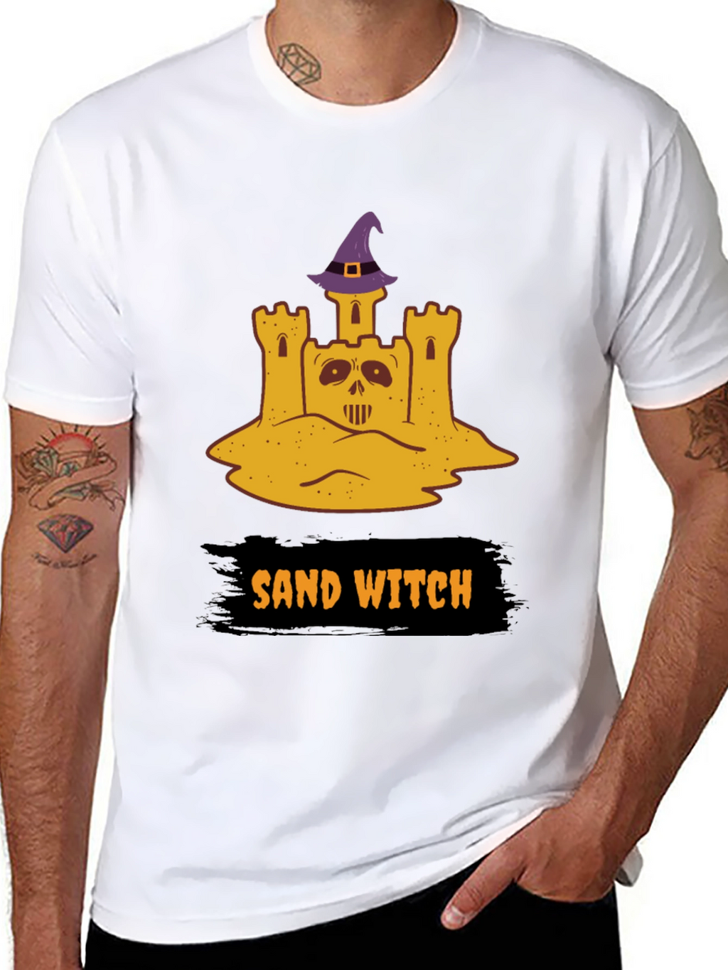 Sand Witch Halloween T-Shirt - Spooky Sandcastle