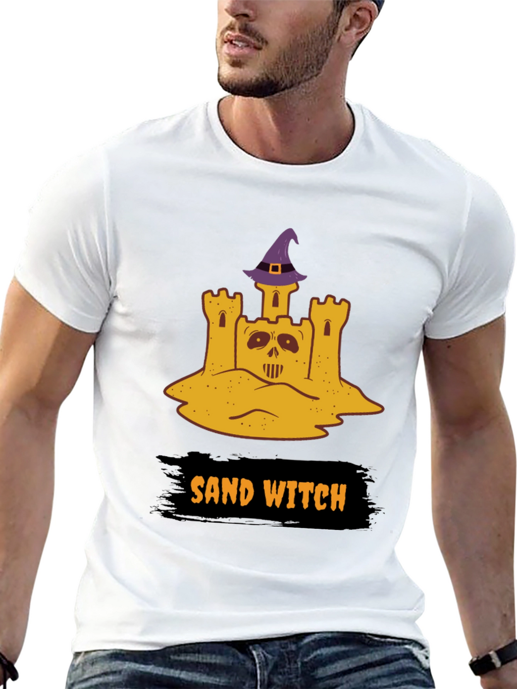 Sand Witch Halloween T-Shirt - Spooky Sandcastle