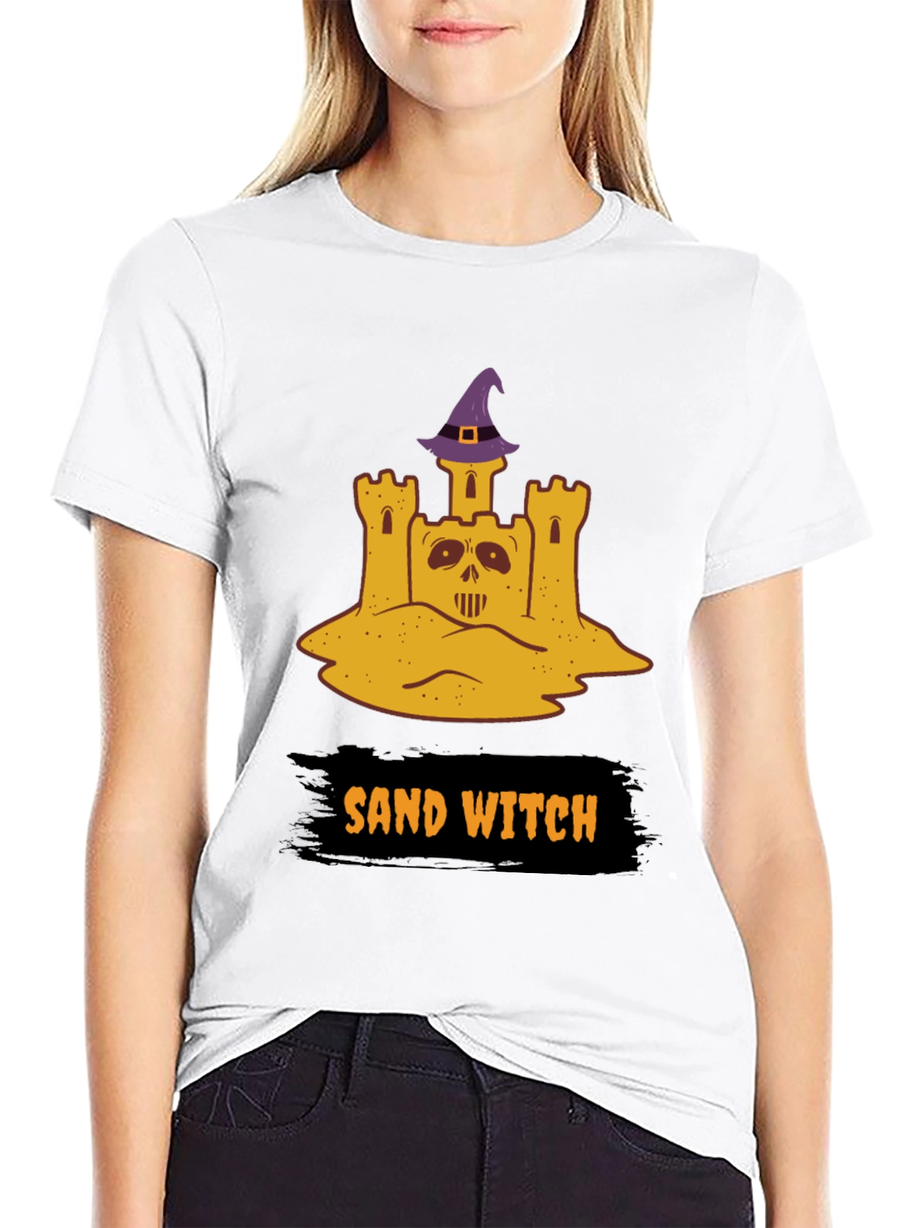 Sand Witch Halloween T-Shirt - Spooky Sandcastle