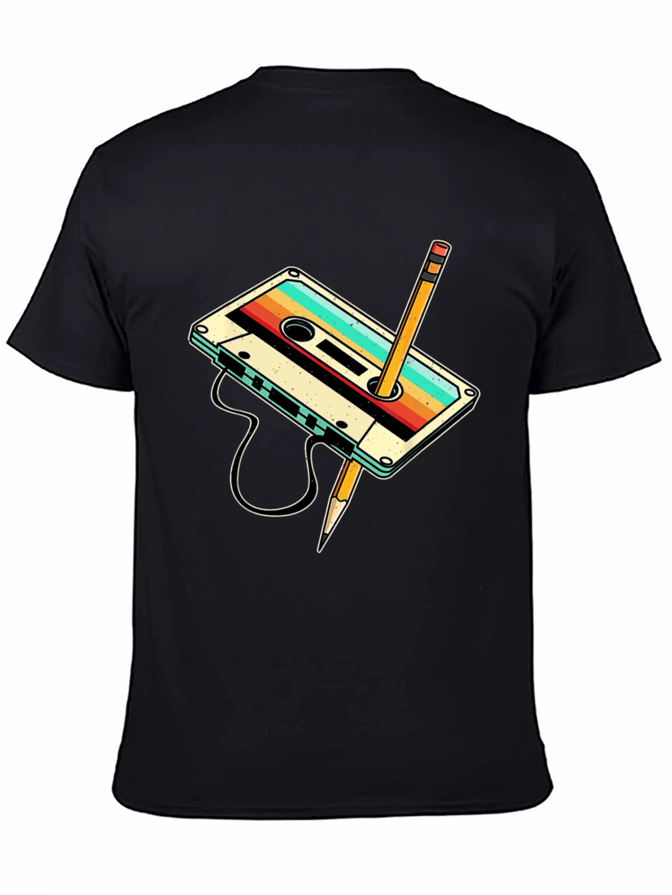 Retro Cassette Tape & Pencil Graphic Tee