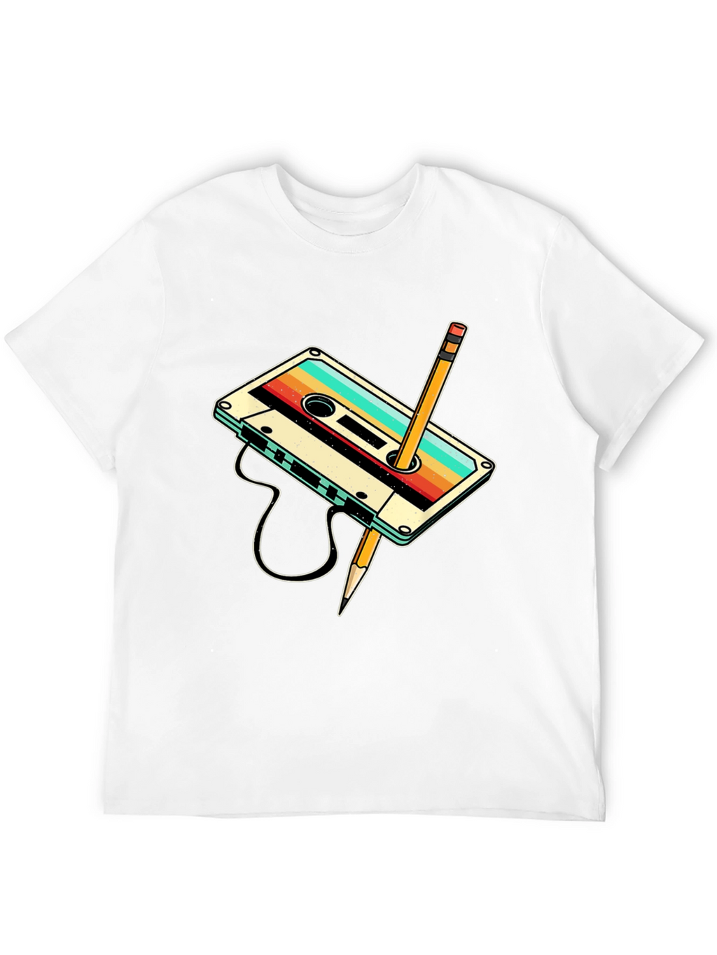 Retro Cassette Tape & Pencil Graphic Tee