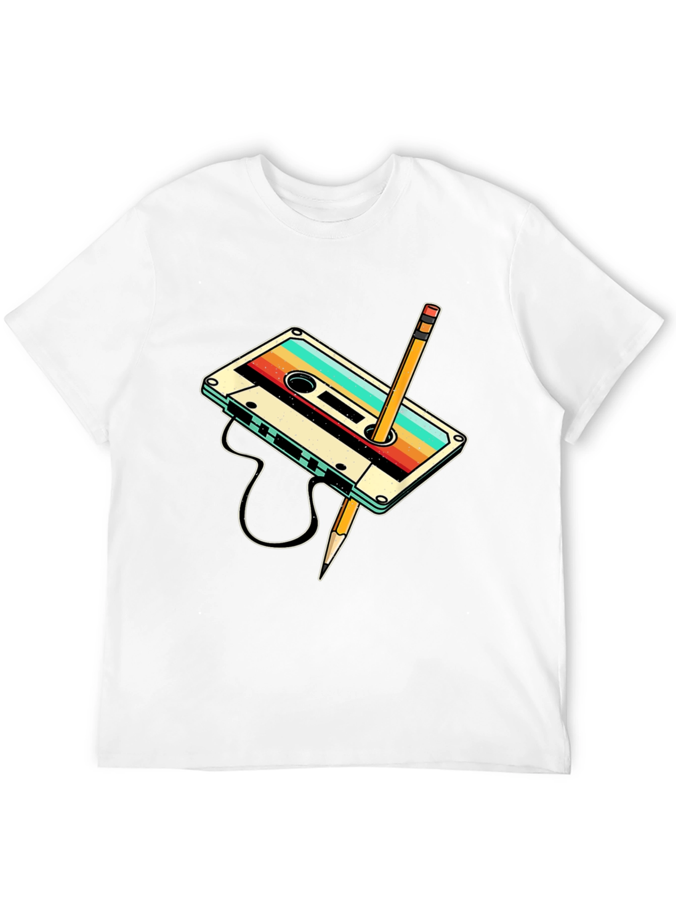 Retro Cassette Tape & Pencil Graphic Tee
