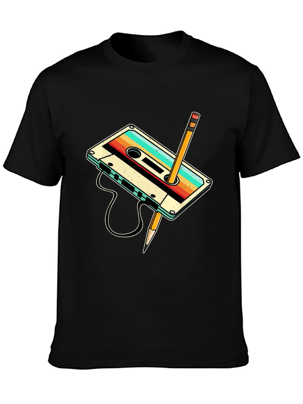 Retro Cassette Tape & Pencil Graphic Tee