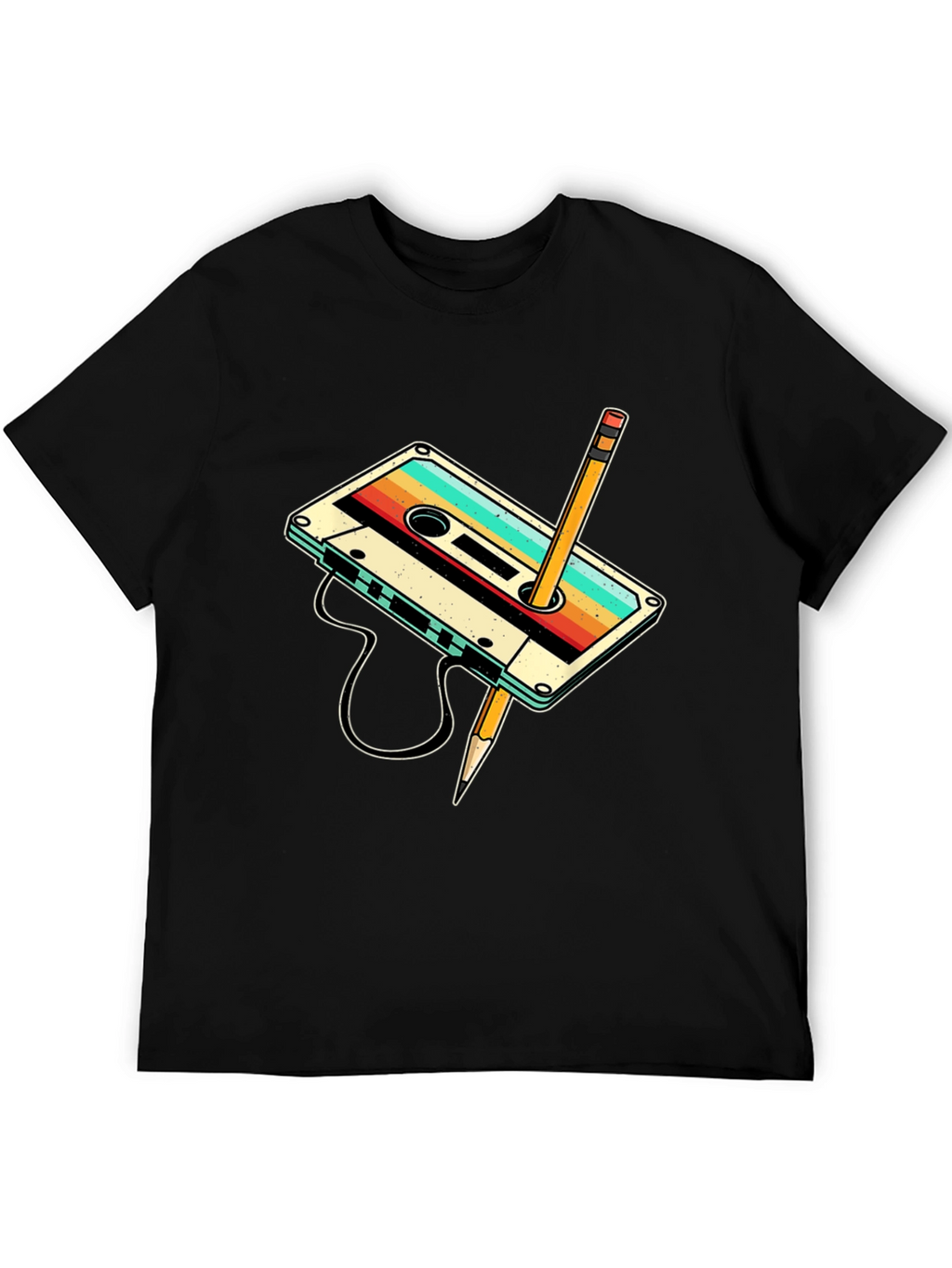 Retro Cassette Tape & Pencil Graphic Tee