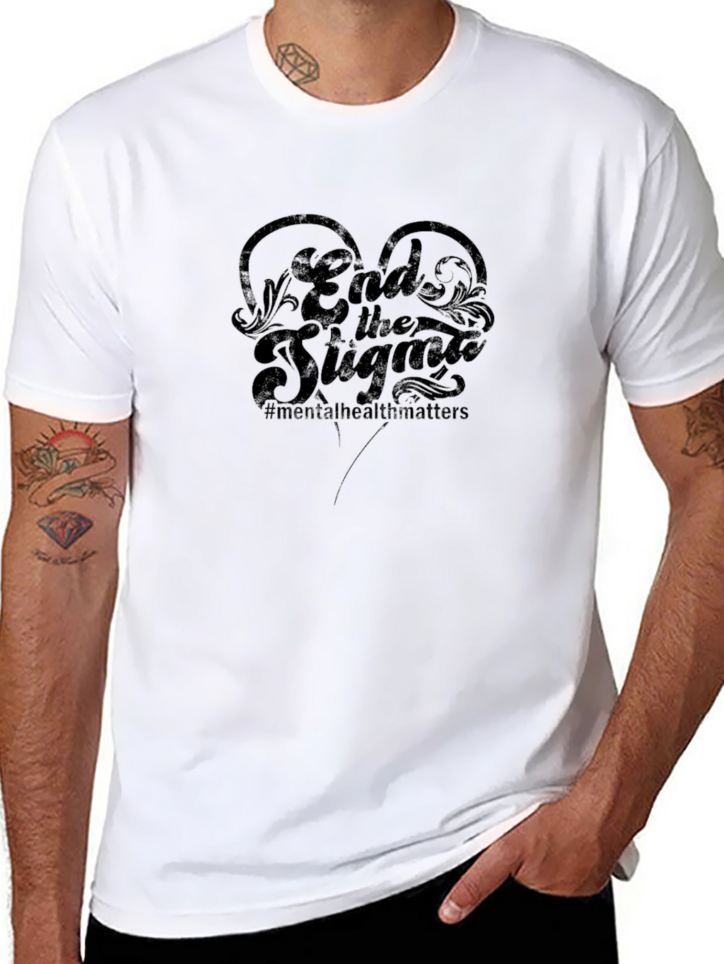 End the Stigma Mental Health Matters Black T-Shirt