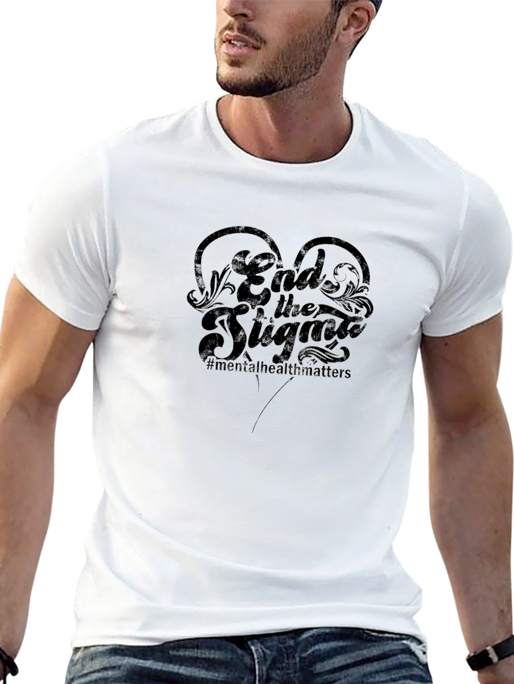 End the Stigma Mental Health Matters Black T-Shirt