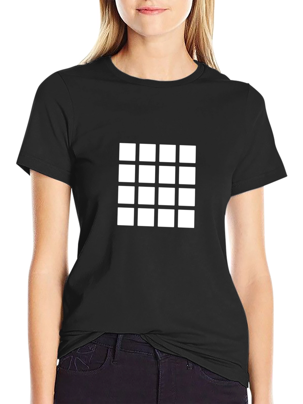 Square Grid Graphic Tee - Modern Style