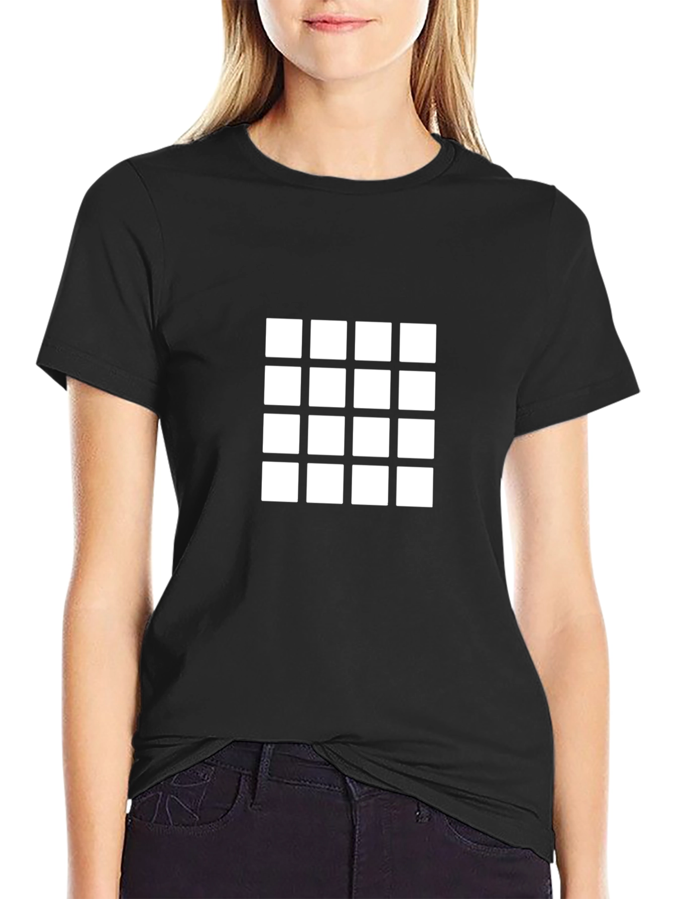 Square Grid Graphic Tee - Modern Style