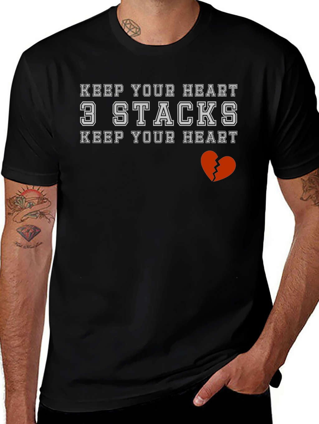 Keep Your Heart 3 Stacks Graphic T-Shirt
