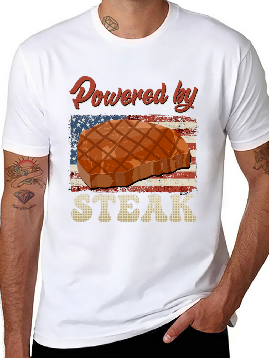 Powered By Steak Graphic T-Shirt