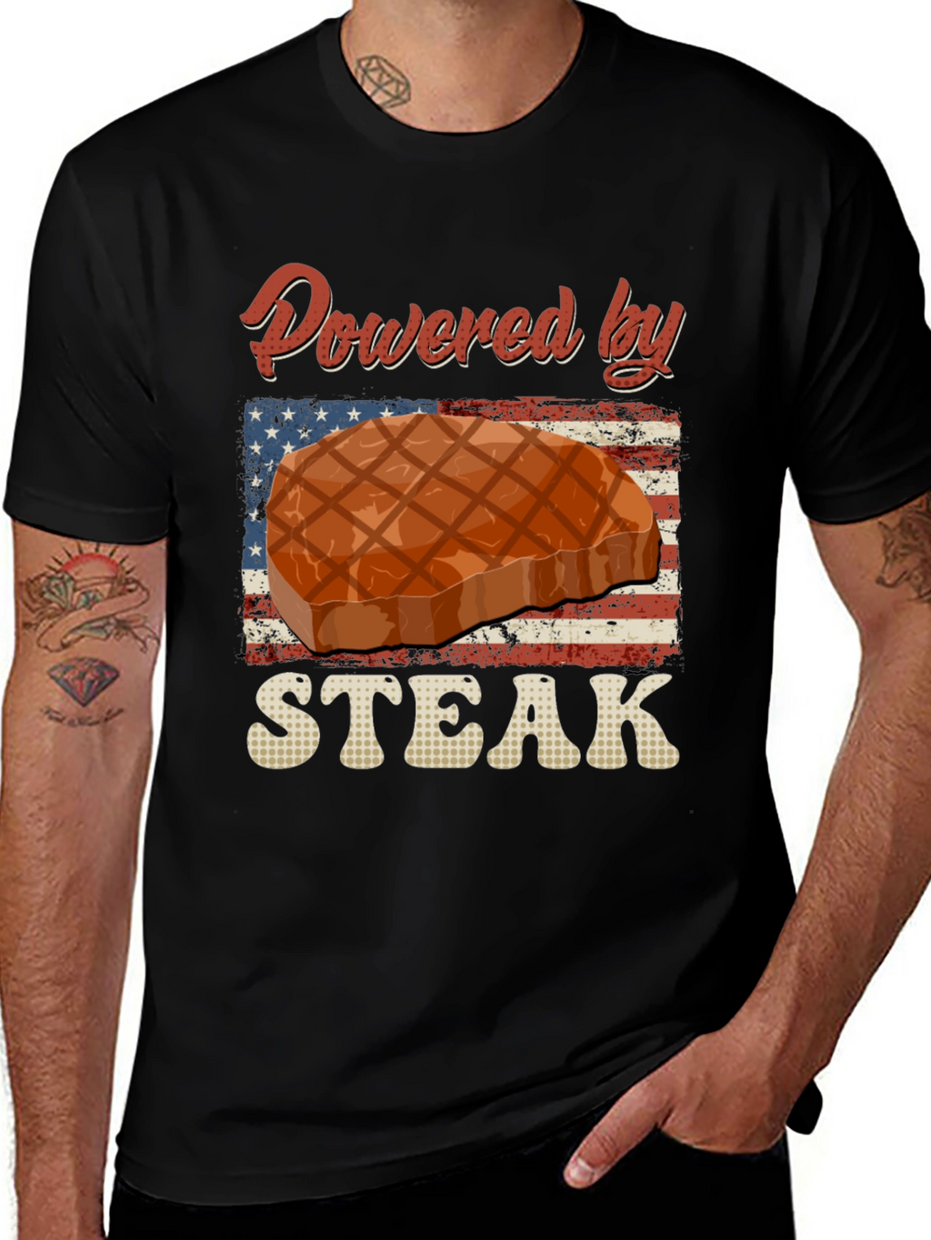 Powered By Steak Graphic T-Shirt