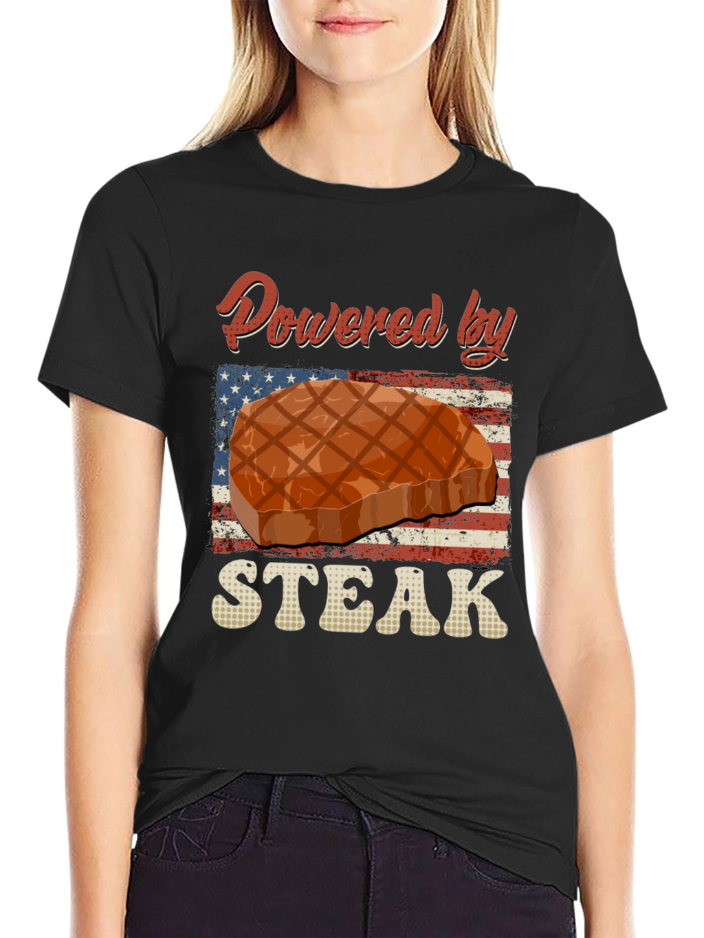 Powered By Steak Graphic T-Shirt