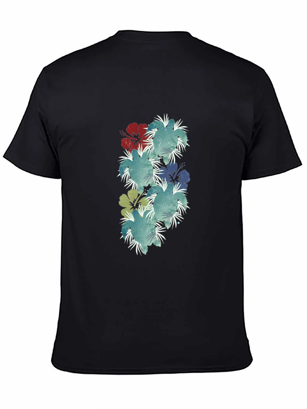Floral Hibiscus Print Black T-Shirt