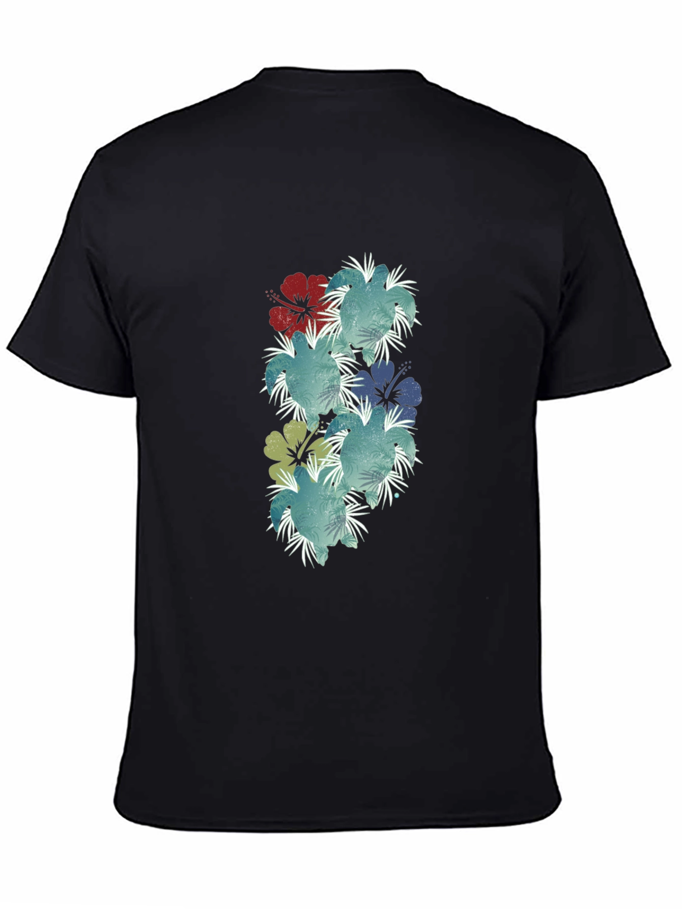 Floral Hibiscus Print Black T-Shirt
