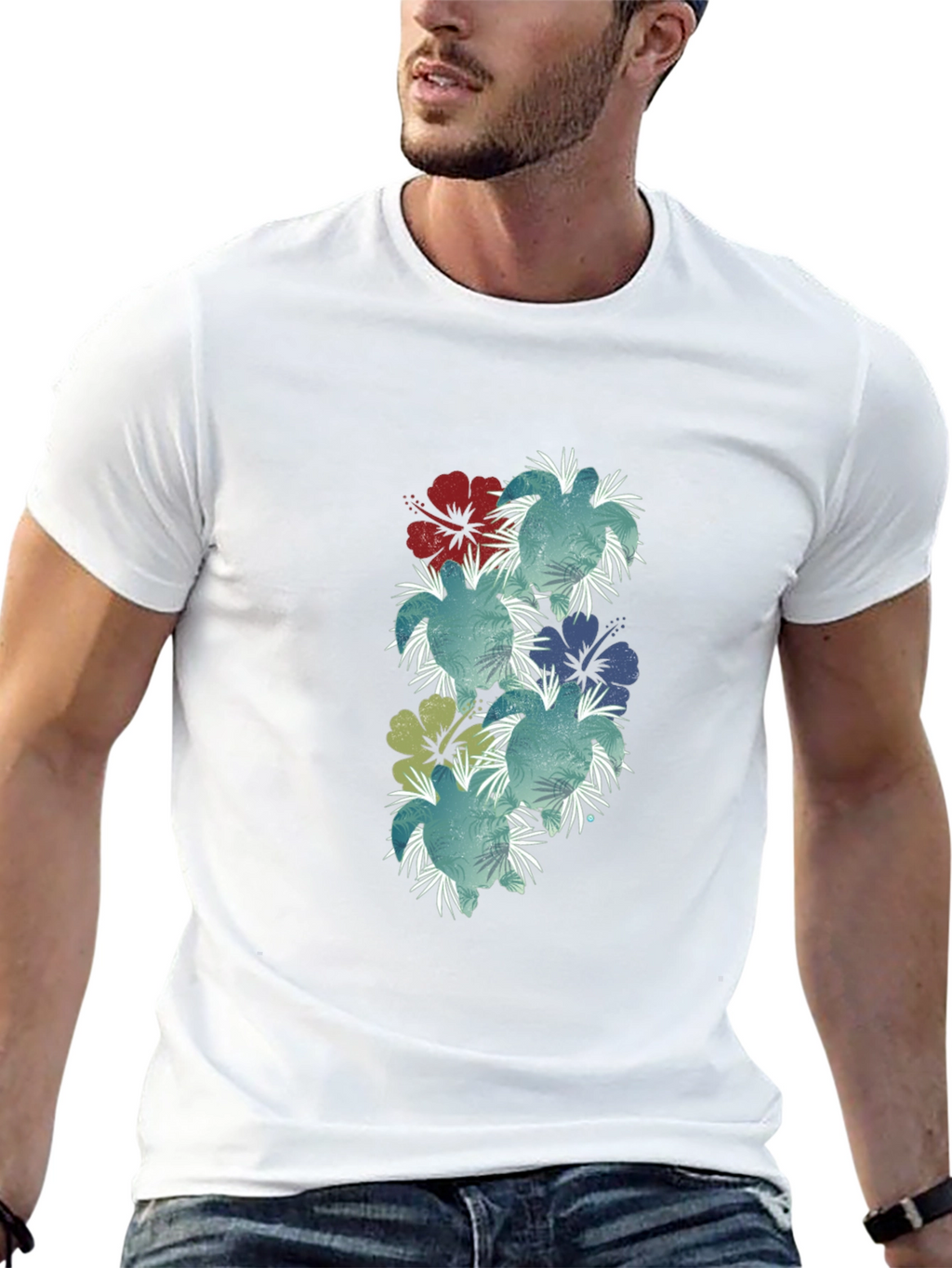 Floral Hibiscus Print Black T-Shirt