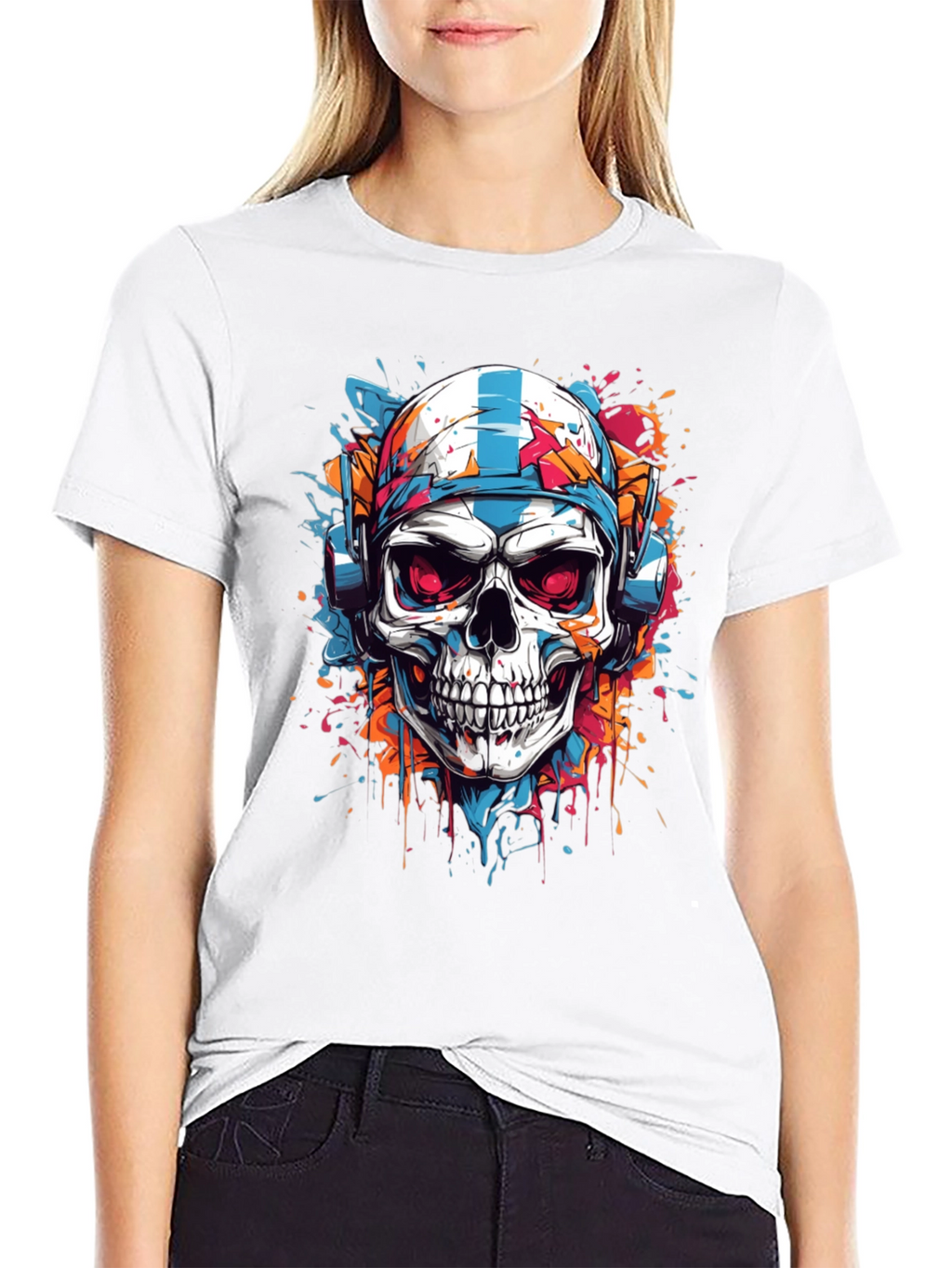 Skull Graphic Tee - DJ Skull with Headphones