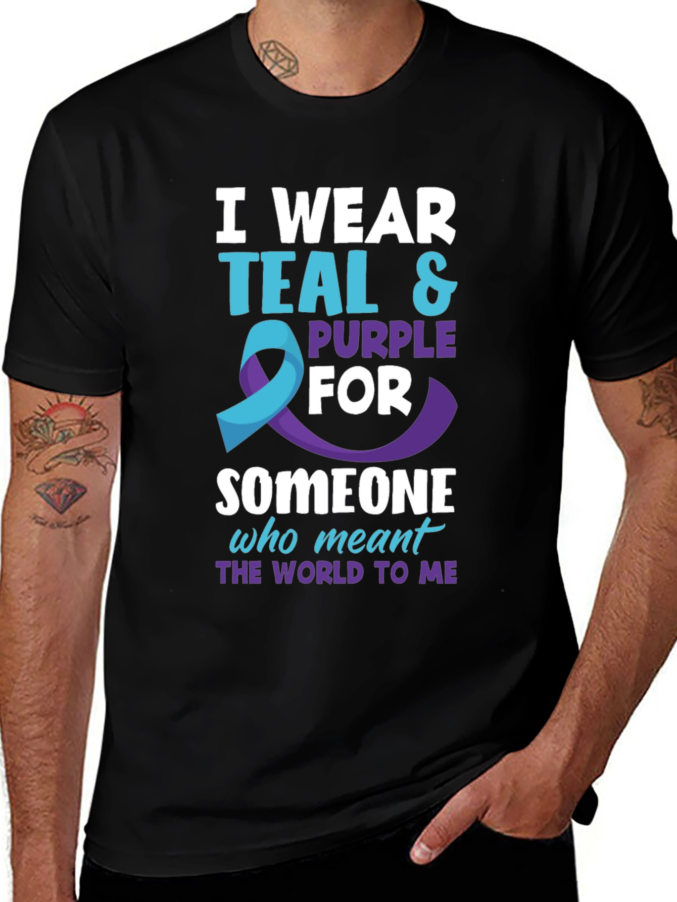 Teal & Purple Awareness T-Shirt - Someone Who Meant The World