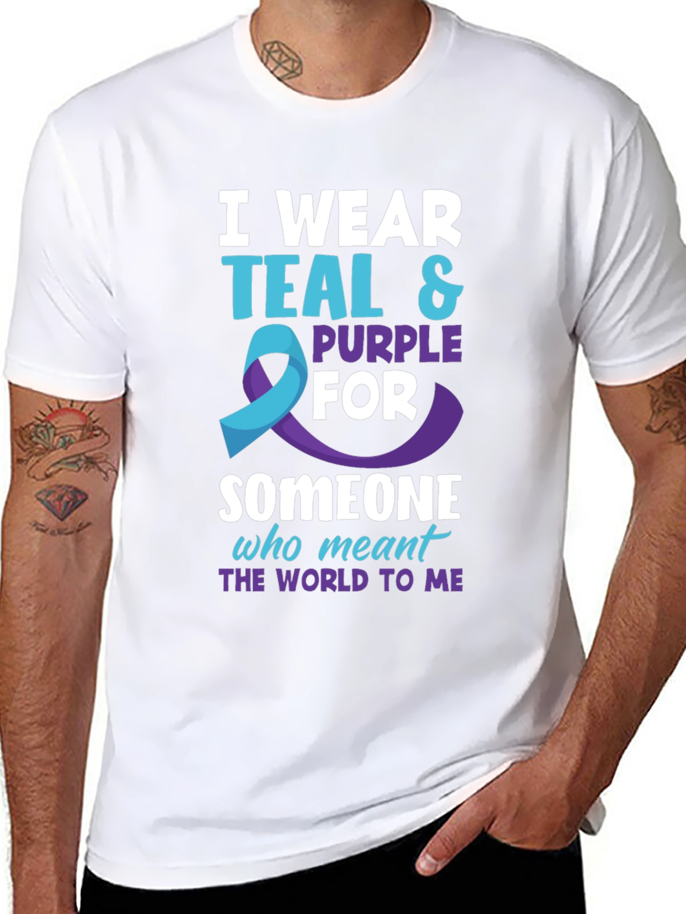 Teal & Purple Awareness T-Shirt - Someone Who Meant The World