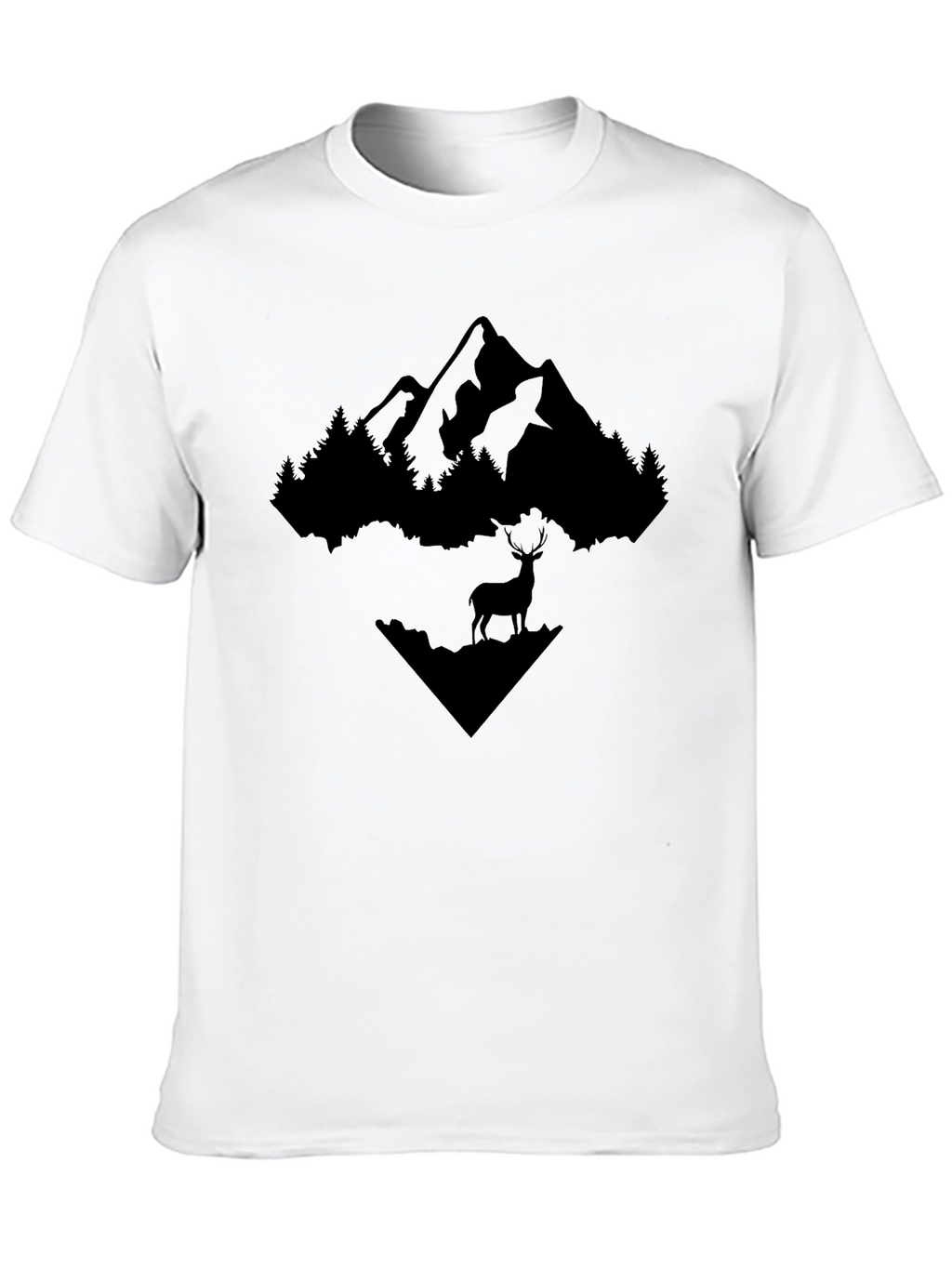 Mountain & Deer Graphic Tee - Black