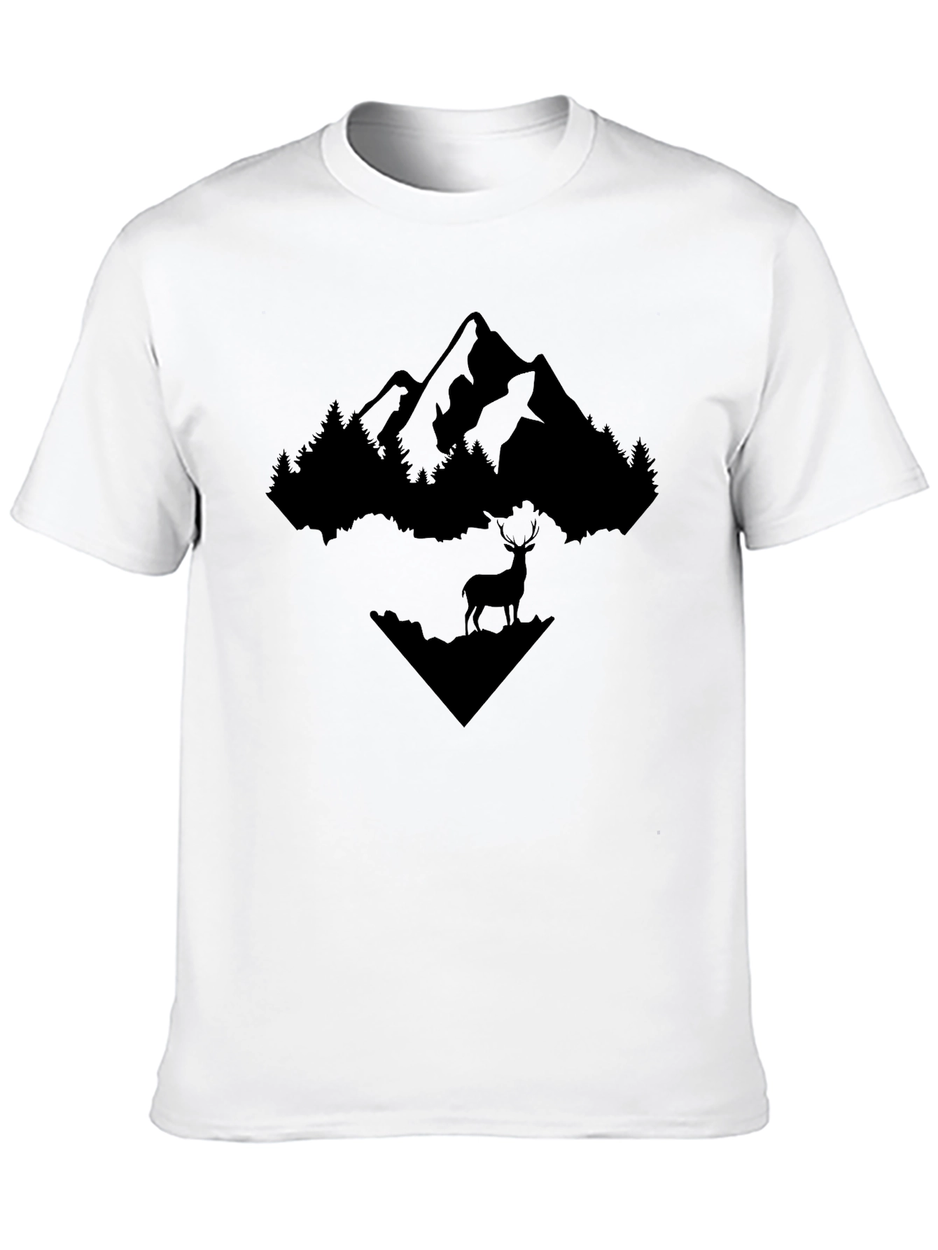 Mountain & Deer Graphic Tee - Black