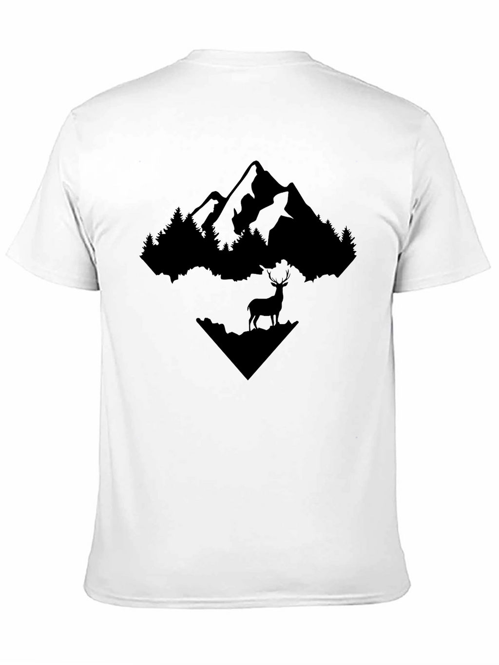 Mountain & Deer Graphic Tee - Black