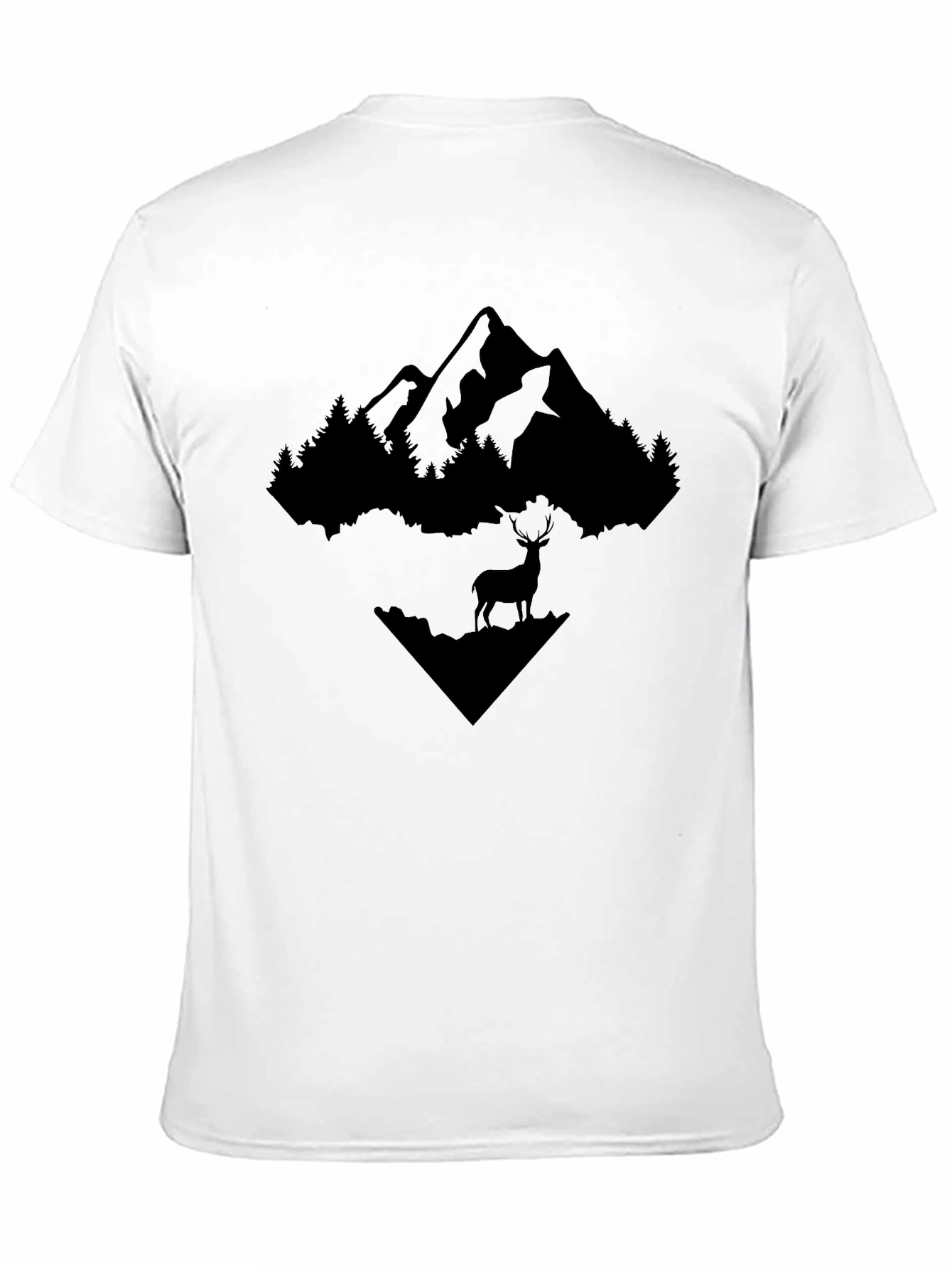 Mountain & Deer Graphic Tee - Black