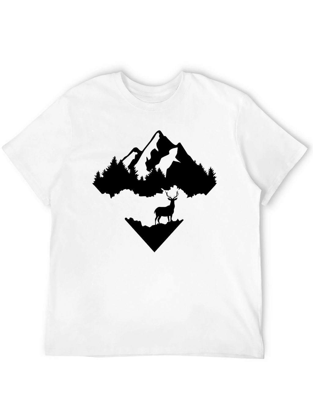 Mountain & Deer Graphic Tee - Black