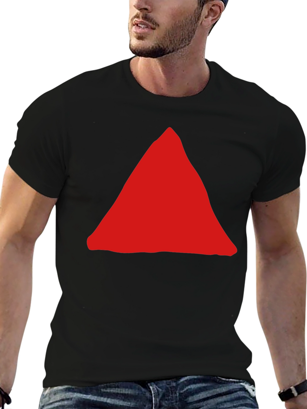 Red Triangle Graphic Black T-Shirt