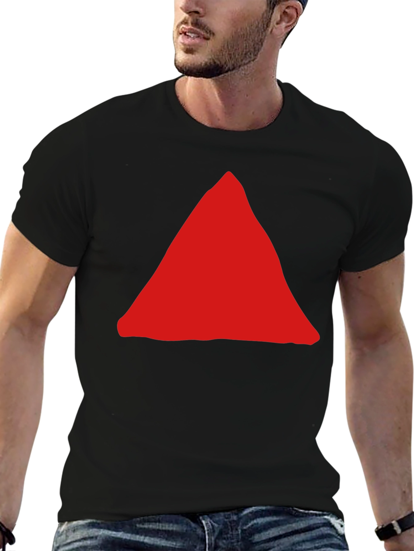 Red Triangle Graphic Black T-Shirt