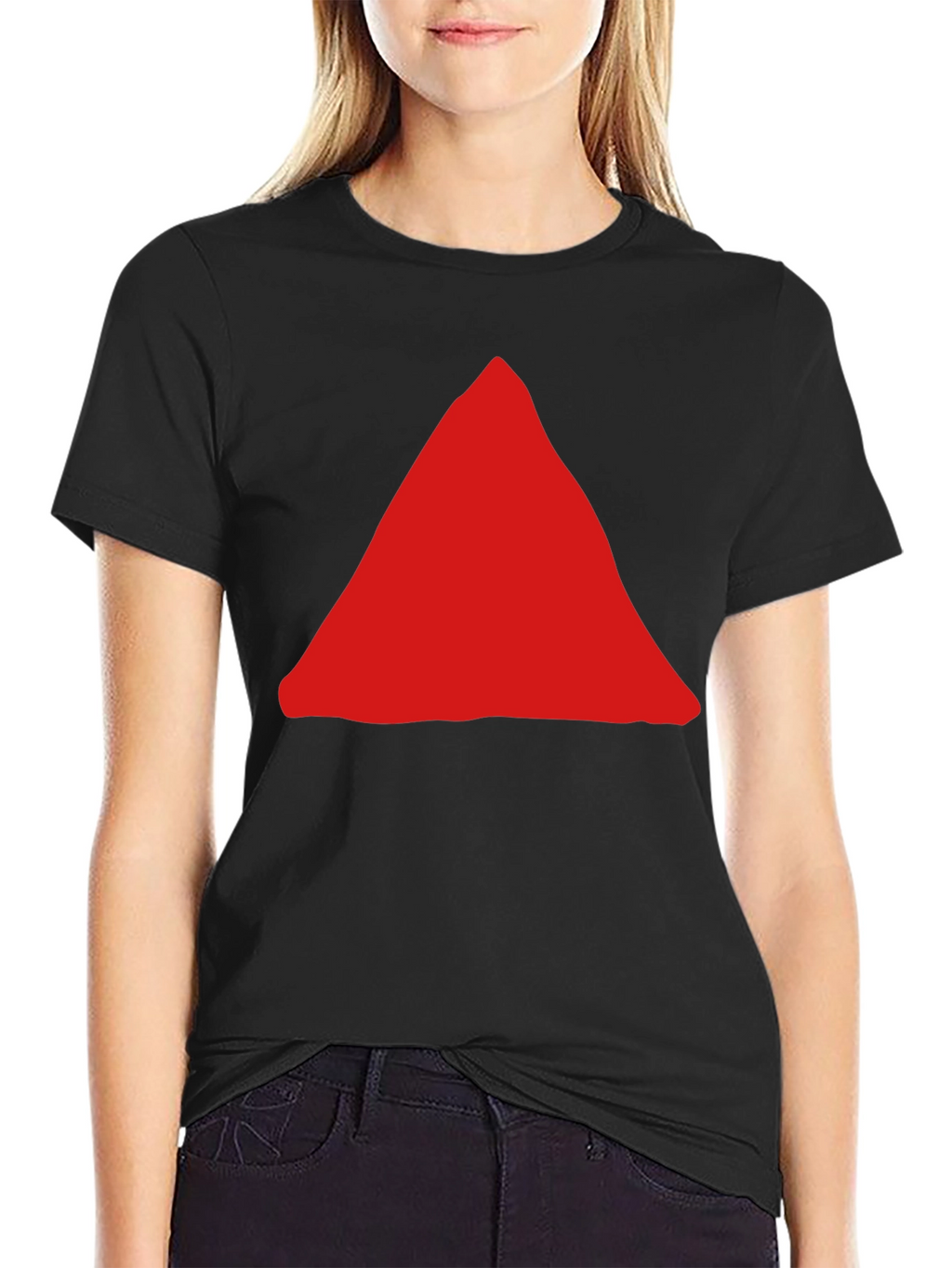 Red Triangle Graphic Black T-Shirt