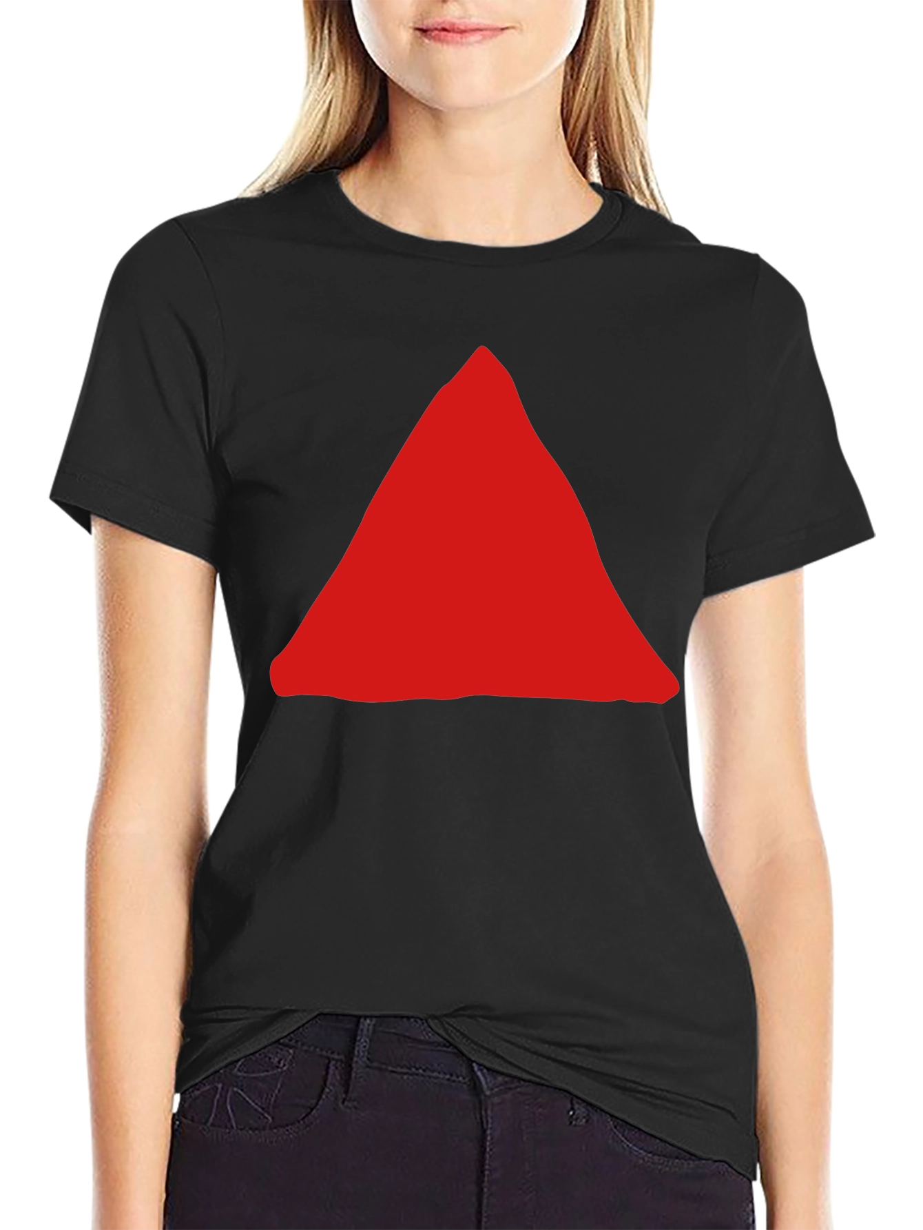 Red Triangle Graphic Black T-Shirt