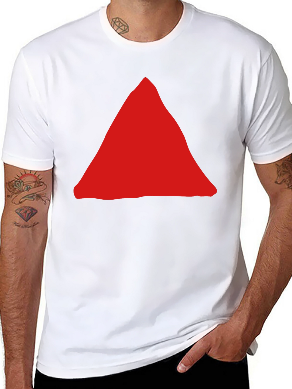 Red Triangle Graphic Black T-Shirt