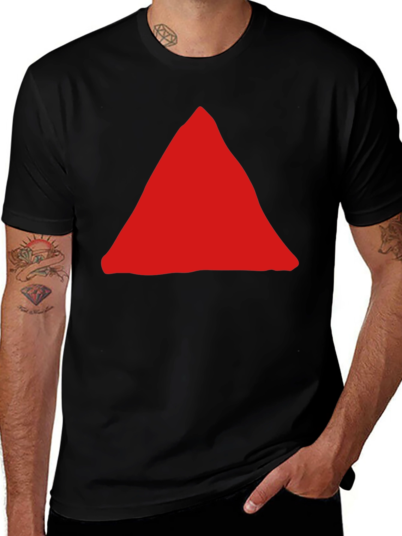 Red Triangle Graphic Black T-Shirt