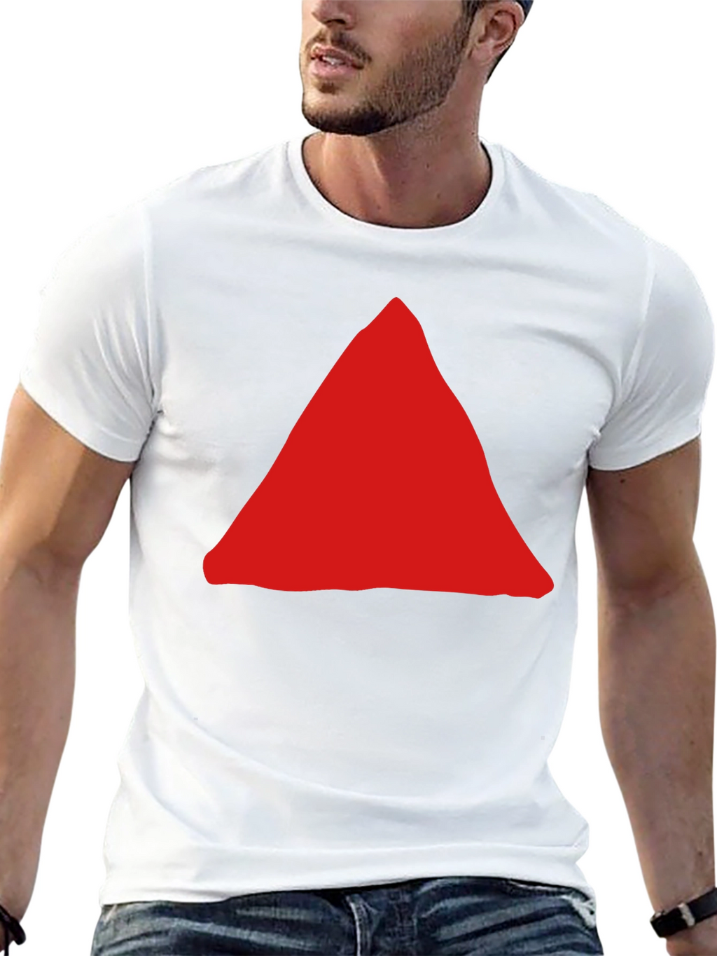 Red Triangle Graphic Black T-Shirt