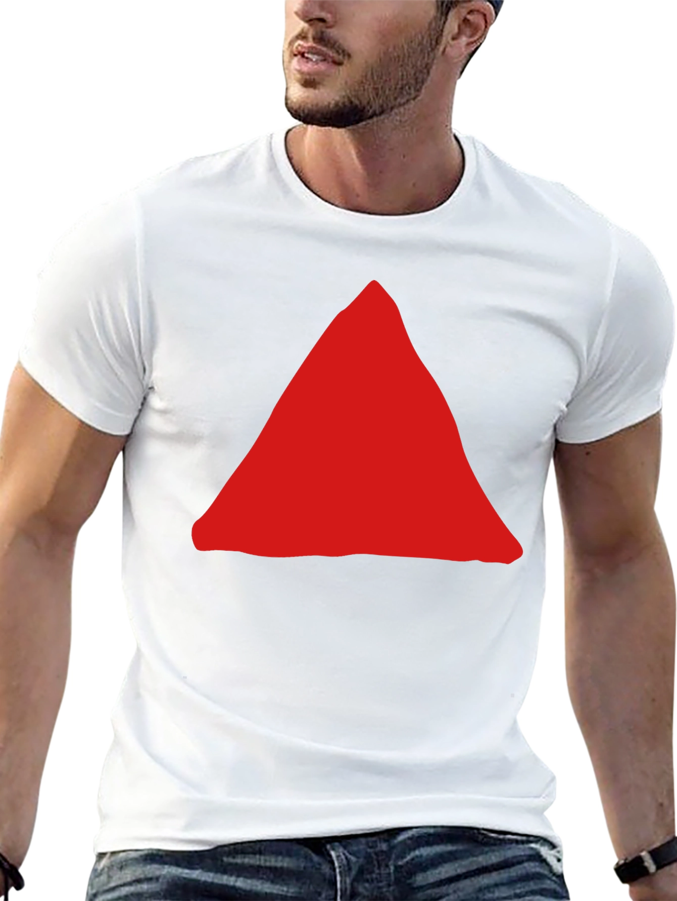 Red Triangle Graphic Black T-Shirt