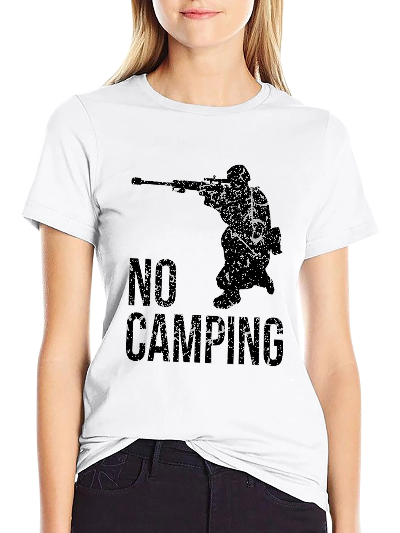 No Camping Funny Graphic Tee