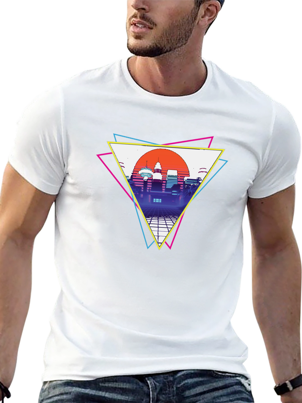 Retro Cityscape T-Shirt - Vaporwave Style