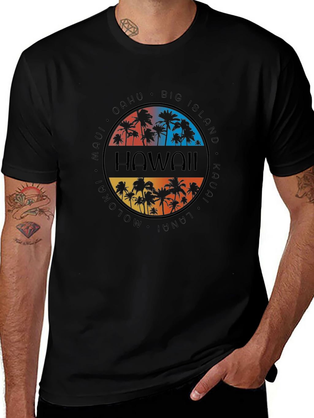 Hawaii Islands Graphic T-Shirt - Unisex Black Tee