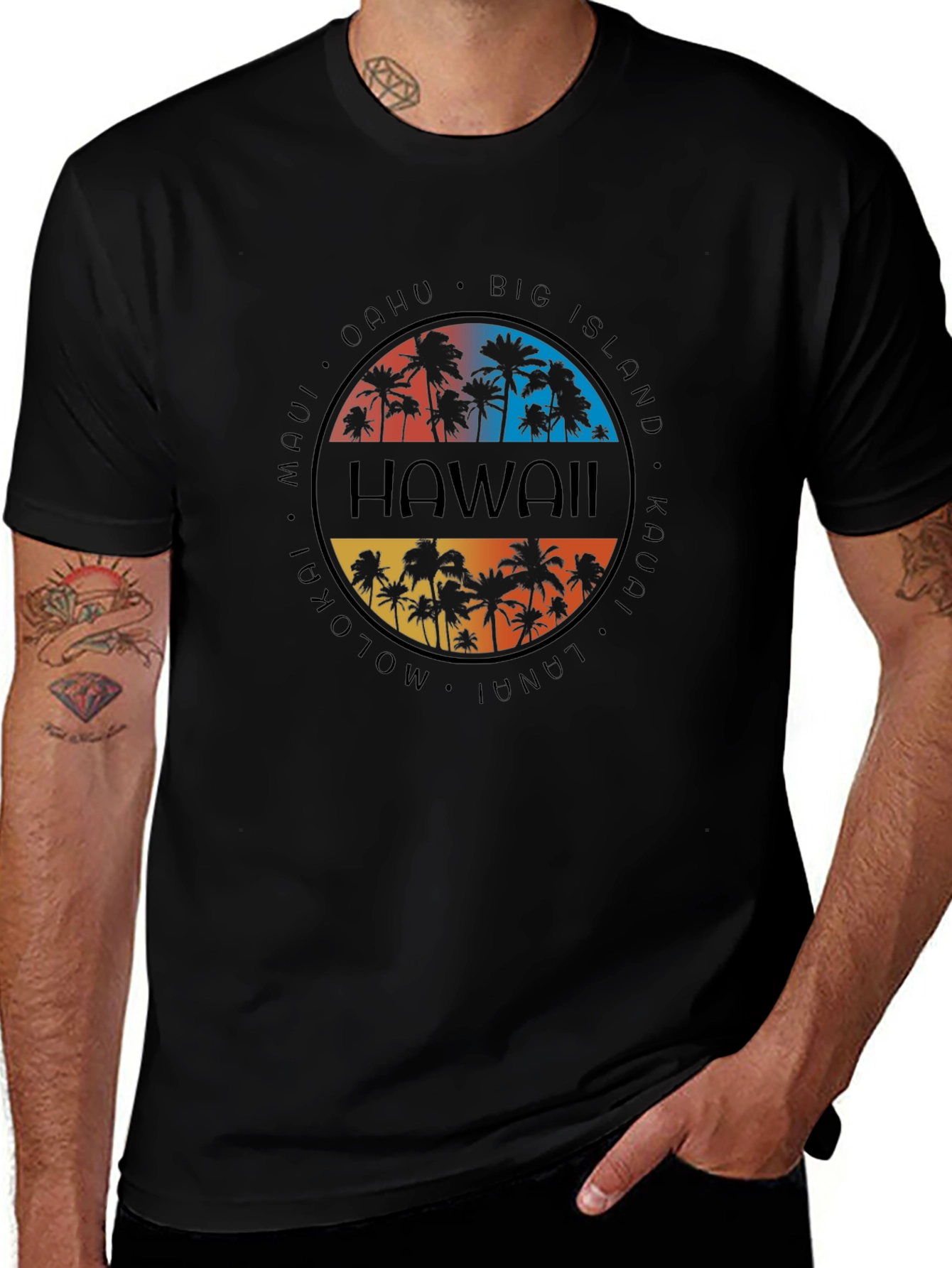 Hawaii Islands Graphic T-Shirt - Unisex Black Tee