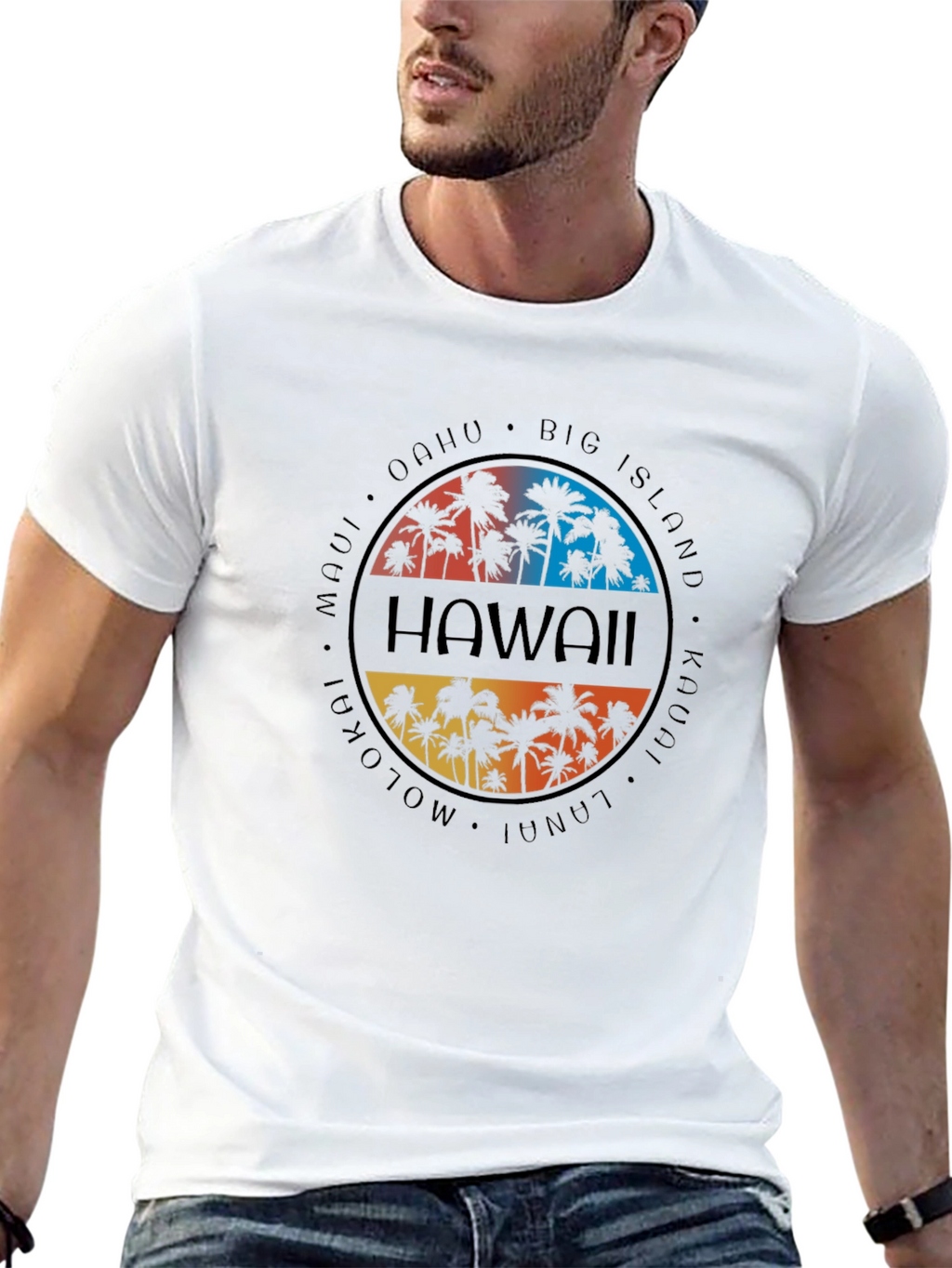 Hawaii Islands Graphic T-Shirt - Unisex Black Tee