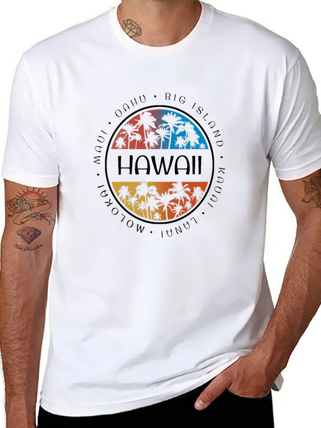 Hawaii Islands Graphic T-Shirt - Unisex Black Tee