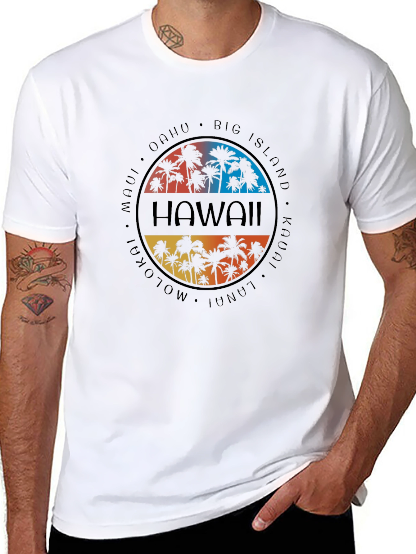Hawaii Islands Graphic T-Shirt - Unisex Black Tee