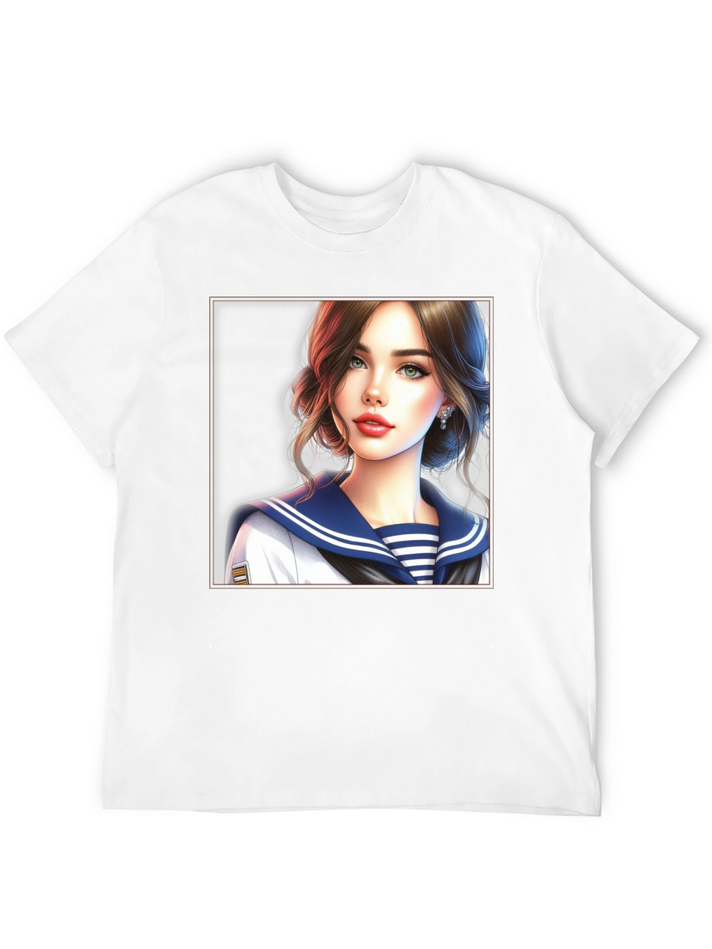 Anime Girl Sailor Outfit Black T-Shirt