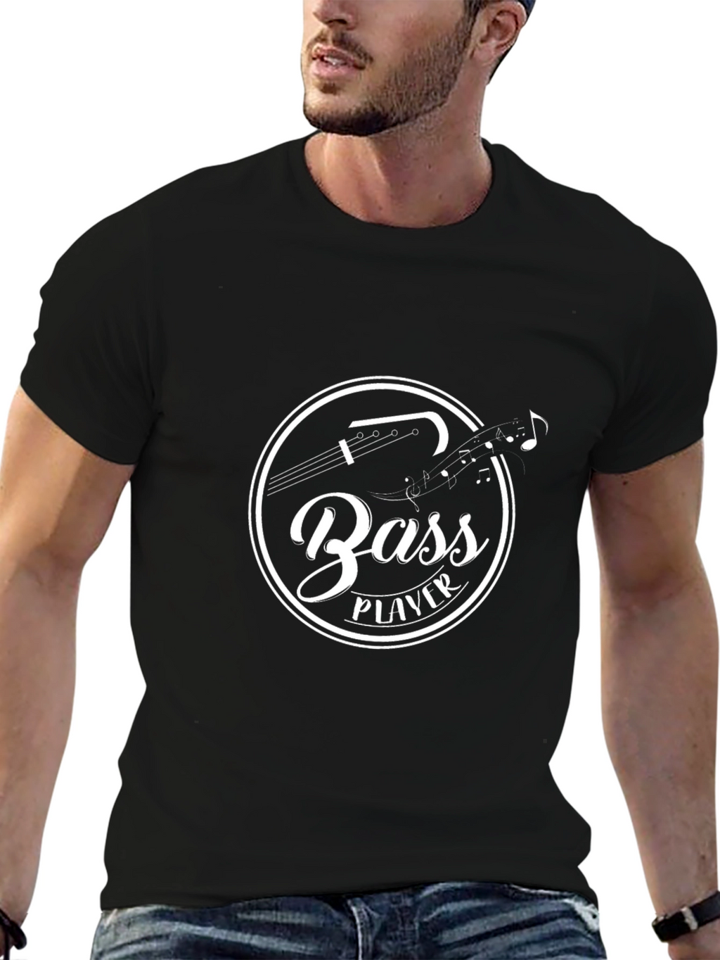 Bass Player T-Shirt - Black Graphic Tee